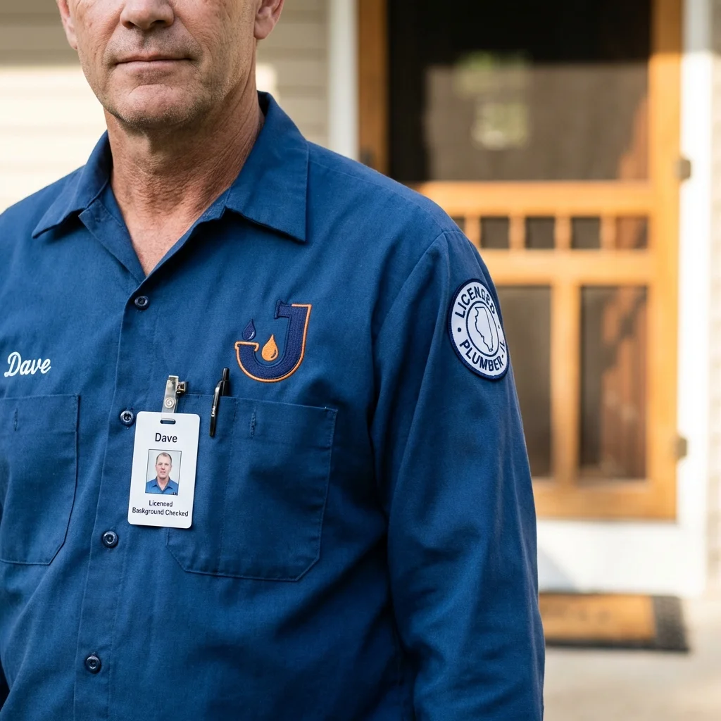 Licensed plumber showing ID badge in Roebling, NJ